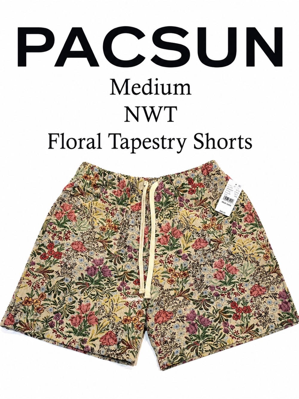 PacSun Purple, Green and Teal Floral Jacquard Shorts with Multicolor Waistband